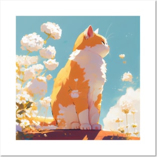 Orange and white cat Posters and Art